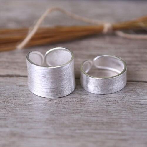 1pc Mens Womens Real. 925 Sterling Silver Jewelry Adjustable MATTE Brushed Band Ring jewelry GTLJ1200