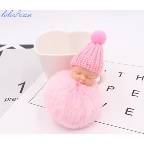 1pc Sleep Baby Hair Bulb Pendant Cute Plush Doll Toys Key Chain Kids Toys Key Ring