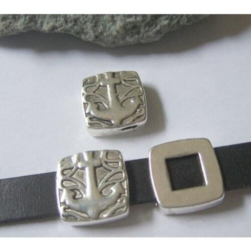 10pcs Anchor Beads Slider Spacers For 11*2mm Flat Leather Cord