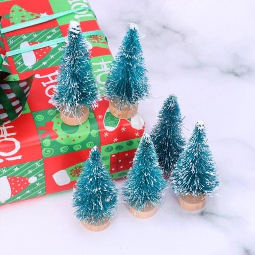 18 Pcs 6.5CM Christmas Decoration Small Sisal Silk Christmas Tree Party Home Decor DIY Christmas Ornament (Blue Green Style)