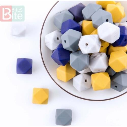 30PC Silicone Beads 14mm Hexagon Beads Baby Teether DIY Necklace Pacifier Chain Food Grade Silicone Accessories Childrens Goods
