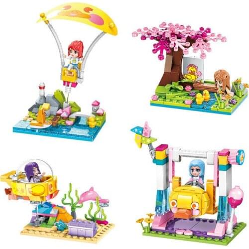 421pcs Enlightenment 31011 Paraglider Submarine Happy Boat 4 Assembly Models Girl Assembling Building Blocks and Toys Gifts