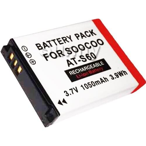 AT-S60 AT S60 Soocoo S60 Lithium Ion Rechargeable Battery Pack For Soocoo S60 Sports Action Video Camera 3.7v 1300mAh 3.9Wh