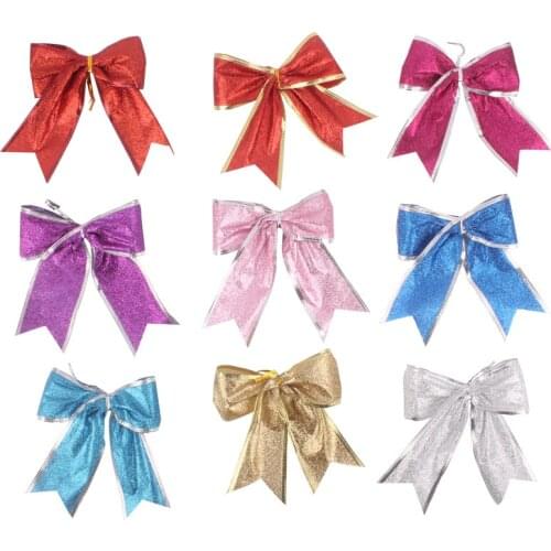 Large Glitter Cloth Christmas Bow Christmas Tree Decorations Ornaments for New Year Xams Decor