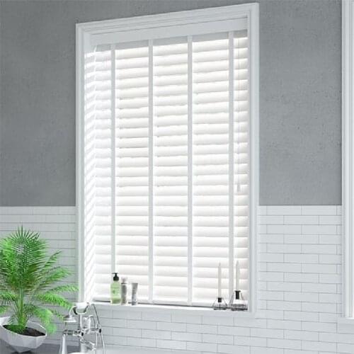 Wood Blinds Real Basswood Shutter Timber Shades Window Wooden Venetian 50mm Slat (Easy Pull) Customized Size Manual Or Electric