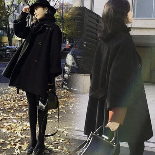 Double-faced Cashmere Coat Womens Mid-length Double-breasted Hepburn Wool Woolen Coat Simple And Generous Trendy Style
