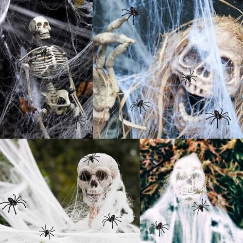 Artificial Spider Web Halloween Decoration Scary Party Scene Props White Stretchy Cobweb Horror House Home Decora Accessories