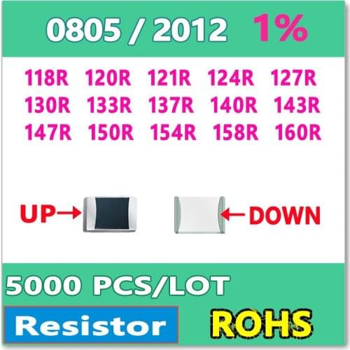 JASNPROSMA OHM 0805 F 1% 5000pcs 118R 120R 121R 124R 127R 130R 133R 137R 140R 143R 147R 150R 154R 158R 160R smd 2012 Resistor