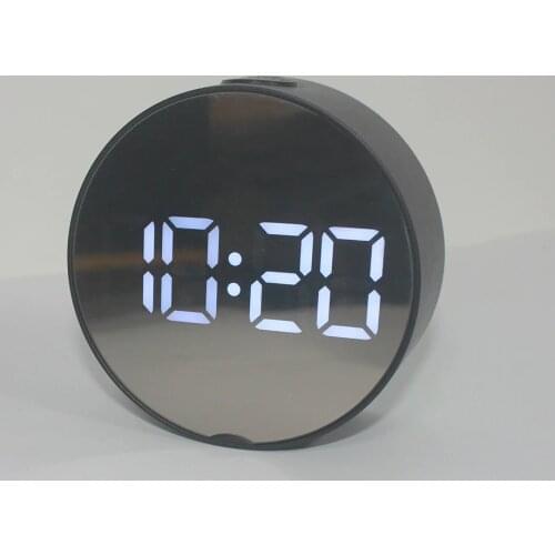 Round Multifunctional Electronic Clock Bedside Alarm Clock LED Mirror Clock Large Screen Digital Clock Multicolor