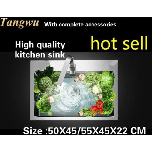 Tangwu Handmade 4 mm thick small single slot food-grade 304 stainless steel high-grade kitchen sink 50x45/55x45x22 cm