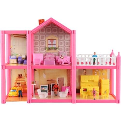 Doll House toys for children toys plastic dollhouse bedroom miniatures DIY assembly toys kids gift