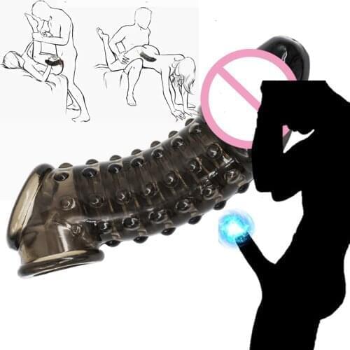 Silicone Reusable Anal Sex Toys Penis Sleeve Flexible Glans Penis Enlarger Extender Delay Ejaculation Sex Toys For Men Couples