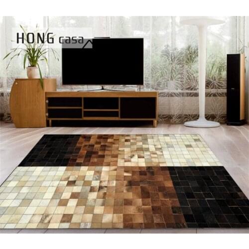 Fashionable art carpet 100% natural genuine cowhide leather travellers washable rugs