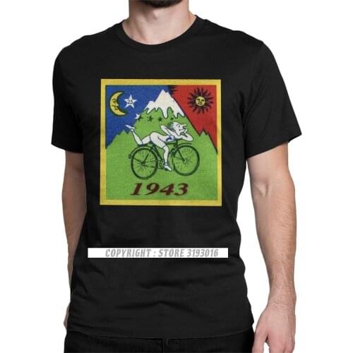 Men T-Shirt Albert Hoffman Bicycle Day Cotton Tee Shirt Camisas Acid Blotter Party T Shirts Hallowmas Clothing