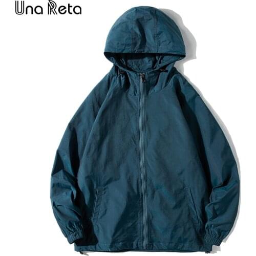 Una Reta Hooded Jackets Men New Arrivals Hip Hop Mens windbreaker Coat Men Streetwear Casual Solid color Mens spring jacket