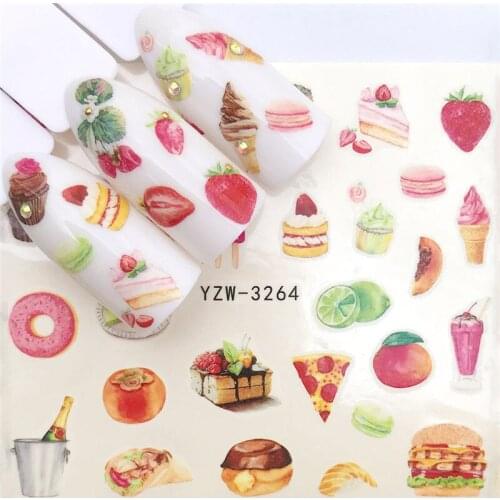 Stickers for Nails Sweet Cake Fruit Ice Cream Water Sliders Manicure Decor Watercolor Nail Art Accessories Nail Sticker Designer