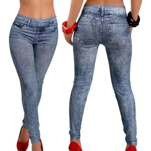 2021 New Sexy Womens Denim Snowflake Skinny Stretch Pants Fashion Soft Tights Leggings Black And Blue Woman Jeans