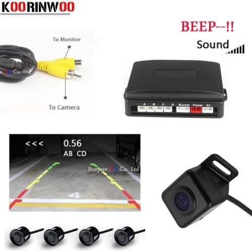 Koorinwoo Parktronic Car Parking Sensor 4 Video Sound Parking Sysem Alarm Probe Car-detector Reverse cam Backup Rear view camera