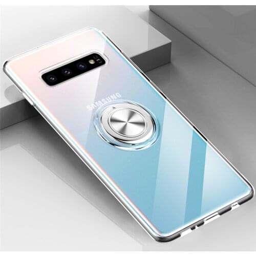 Clear Phone Case For Samsung Galaxy S10 S20 Ultra Plus S10E S9 S8 Note 10 9 8 Transparent Soft Silicone Stand Ring Holder Covers