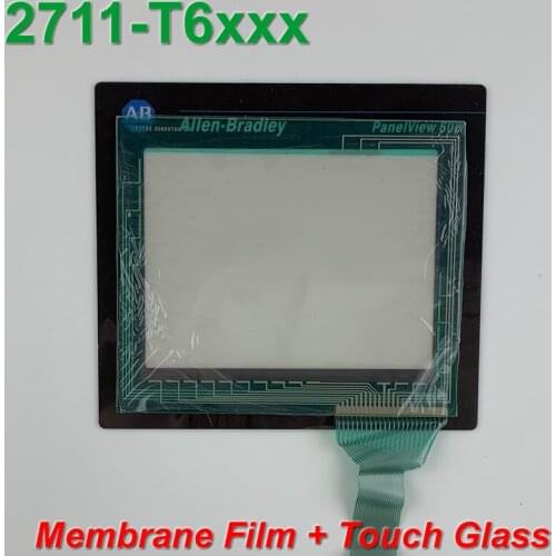 ALLEN BRADLEY 2711-T6C PANELVIEW 600 TOUCH SCREEN WITH GLASS REPLACEMENT COVER 2711-T6C OVERLAY, HAVE IN STOCK