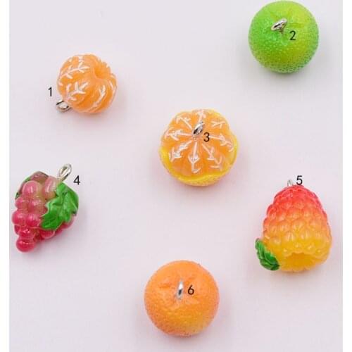 10Pcs Resin Cute Fruit Orange Grape Little Charms For DIY Making Earrings Necklace Pendant Jewelry Accessories