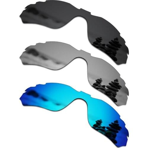 SmartVLT 3 Pieces Polarized Sunglasses Replacement Lenses for Oakley Radar Edge Vented Black & Silver Titanium & Ice Blue