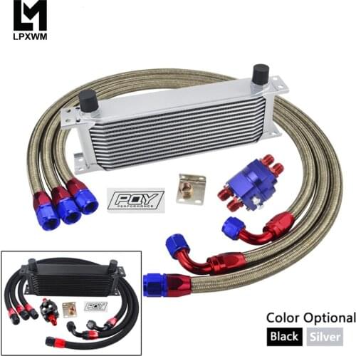 UNIVERSAL 13 ROW AN10 ENGINE TRANSMISS OIL COOLER KIT + FILTER RELOCATION WITH PQY STICKER+BOX 7013+KIT3