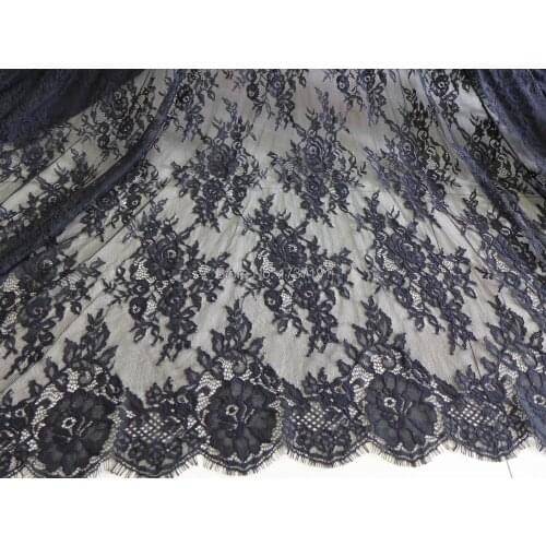 Gorgeous 61 inch Chantilly Eyelash Lace Fabric in Black for Wedding Gowns, Shawls, Mantilla, Costumes, Table Runner