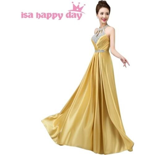 Woman halter gold party women evening floor elegant party dinner sexy dress female hot sale long event dresses 2020 H3625