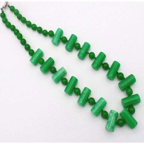 1 Strand 20x10mm Wholesale Green Malay Jade Cylindrical Pendant Necklace Jewelry Ornaments 16.5inch S233