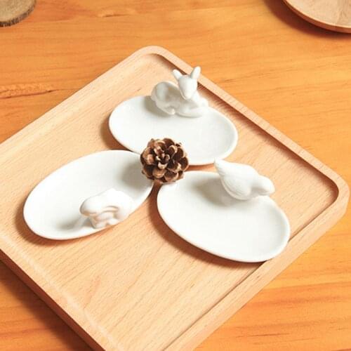 1pcs Zakka cooking tools Mini birdie rabbit deerlet dishes plates Animal pure white ceramic tray Home decoration tableware ZL49