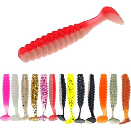 10Pcs/lot T Tail Soft Baits 40mm 1g Artificial Soft Fishing Lures Wobblers Fishing Soft Lures Silicone Shad Worm Bass Baits