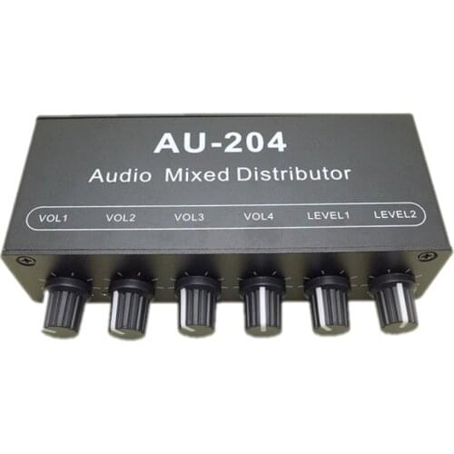 12V Stereo Audio Mixer Distributor Signal Selector switcher 2 Input 4 output 3.5MM Individually Controls Headphones Amplifier