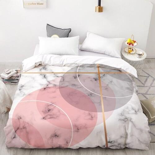 3D HD Digital Printing Custom Duvet Cover,Comforter/Quilt/Blanket case Queen King Bedding 140x200,Bedclothes Pink Marble White
