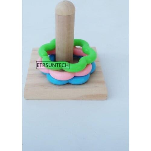 50pcs Wooden Bird Parrot Platform Plastic Ring Intelligence Training Chew Toy Bird Toy Supplies Pe Develop Intelligence