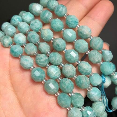 8MM AAA Natural Faceted Amazonite Stone Accessories Beads Loose Spacer Beads For Jewelry Making DIY Bracelet Necklace 7.5Inches