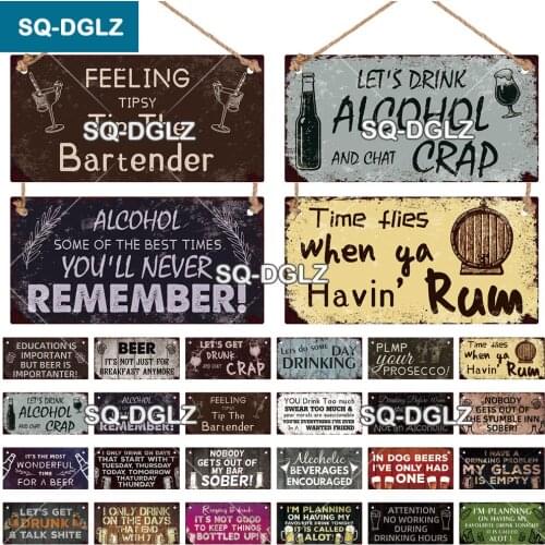 [SQ-DGLZ]Bar Alcohol Wooden Sign Beer Text Plate Plaque Wood Plaque Pub Wall Decoration Pendant Door Hanging Sign Home Decor