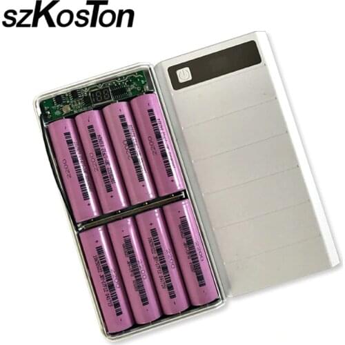 DIY 8x18650 Battery Holder Power Bank Box Plastic Shell Case Type C Micro Double USB Port Display Powerbank Box Color Random