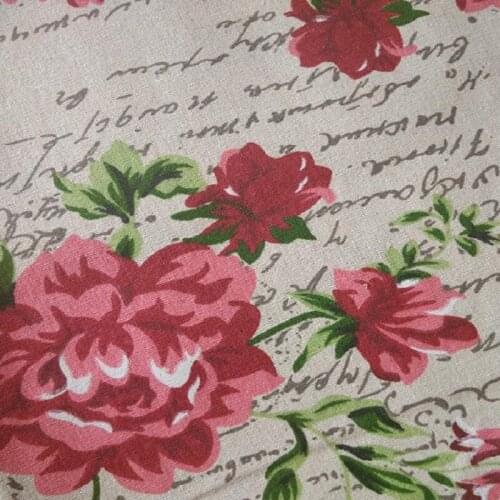 Home Decoration Flower Printing Cotton Linen Canvas Flax Fabric For Homemade DIY Quilting Craft Cloth Wall cloth Width By 150cm