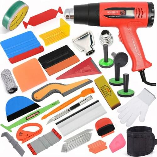 EHDIS Window Film Tint Heat Gun Hot Air Gun Squeegee Magnet Holder Tools Set Carbon Fiber Vinyl Wrapping Car Accessories Goods