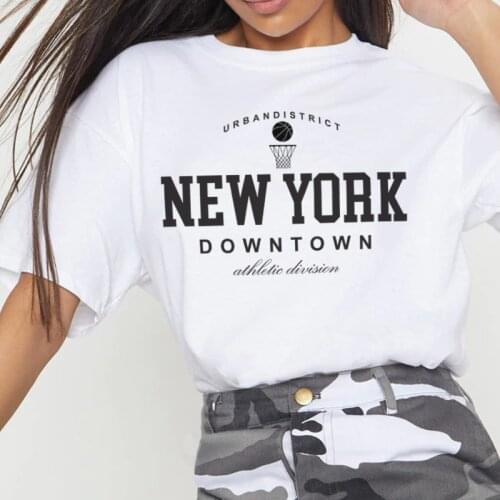 New York Female Retro Slogan T Shirt Vintage Casual College Style Oversized Tshirt Summer Cute Aesthetic Tops Women Clothes Tees