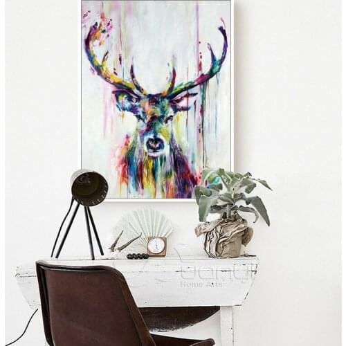 Canvas Nordic Deer Wall Art Oil Painting Nodic Abstract Wall Decoraction Modular Pictures For Kids Room Home Art Poster Unframed
