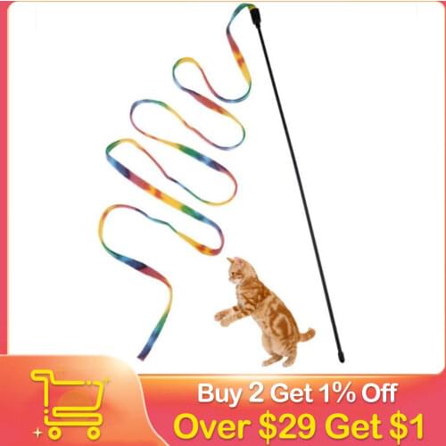 Cat Toys Cute Funny Colorful Rod Teaser Wand Plastic Pet Toys for Cats Interactive Stick Pet Teaser Cat Supplies