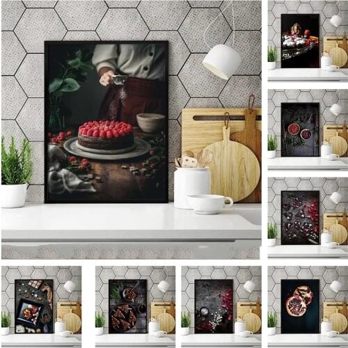 Restaurant Decoration Canvas Painting Pomegranate Chocolate Fruit Poster Home Kitchen Decor Prints Wall Art Food Modular Picture