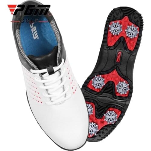 Pgm Golf Shoes Mens Movable Nail Waterproof Sneaker Man Soft Leatherlace Up Comfortable Sports Shoes Direct Sales AA10102