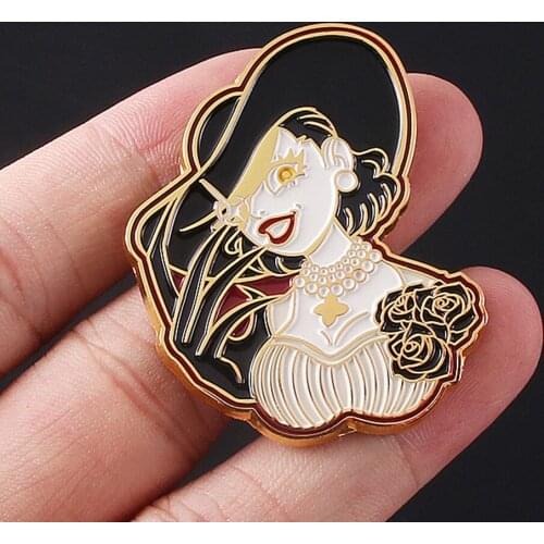 Resident Village Evil Lady Dimitrescu Bela Cosplay Metal Badges Anime Vampire Costumes Accessories Props