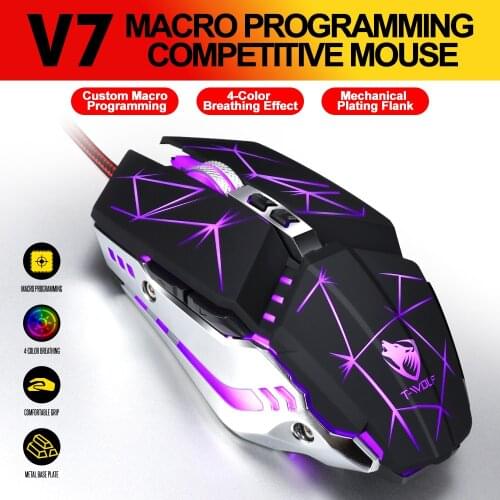 Wired Gaming Mouse RGB Spectrum Backlit Ergonomic Mouse 7 Programmable Buttons 3600 DPI Adjustable USB Optical Computer Mice