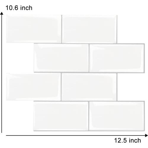 12.6"x10.6" Kitchen Backsplash Mosaci Wail Tiles Sticker Heat-resistant Wallsticker 3D Subway Peel and Stick Wall Sticker