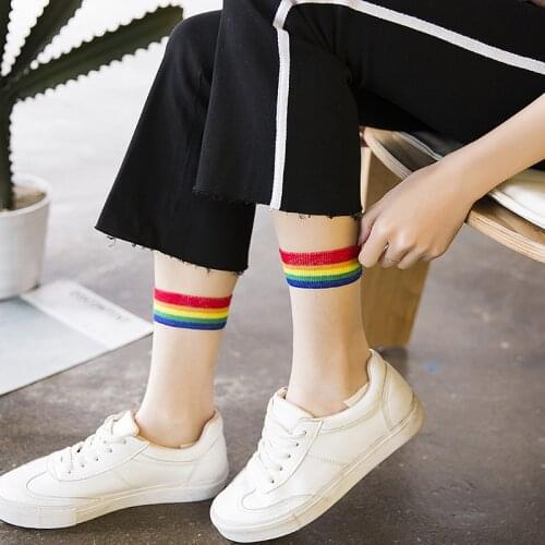 Thin Harajuku Ankle Socks Hipster Art Low Cute Socks Fmale Sox Ins Style Fashion Happy Rainbow Socks Summer Short Women Socks