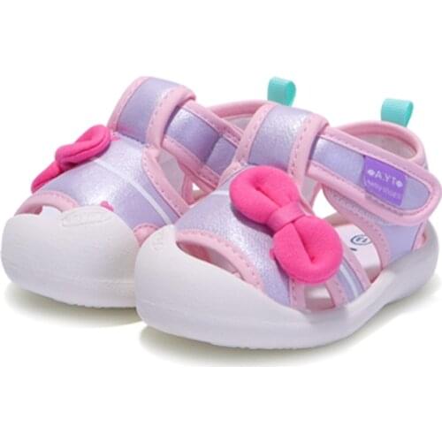 2021 Summer new 1-2 year old girl sandals baby toddler shoes soft sole non-slip bow breathable childrens shoes